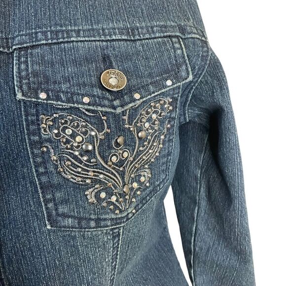 DANIEL Jeans Denim Jacket Blingy Embroidered Embelished Size M - Picture 5 of 15